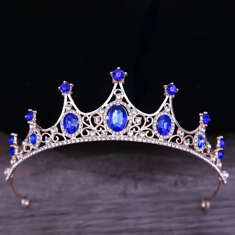 DIEZI Vintage Fashion Girls Princess Crystal Crown Hair Accessories Tiara Women Party Dress CrownRhinestone Bridal Crown Jewelry