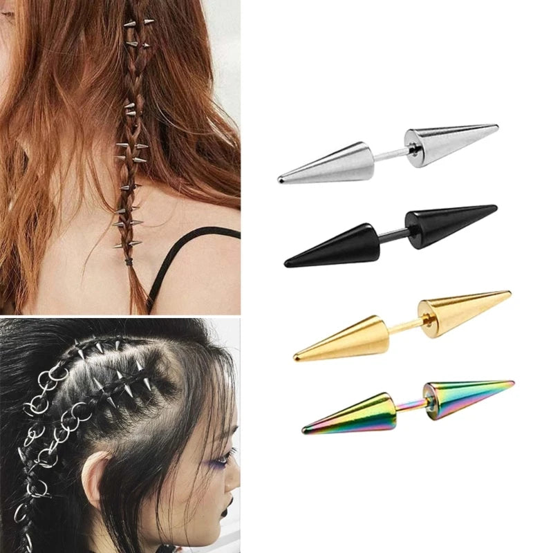 10PCS Hairpins Hair Accessories For Women Dreadlocks Cone Hair Decoration Clip For Braid Africa Stainless Steel Body Jewelry