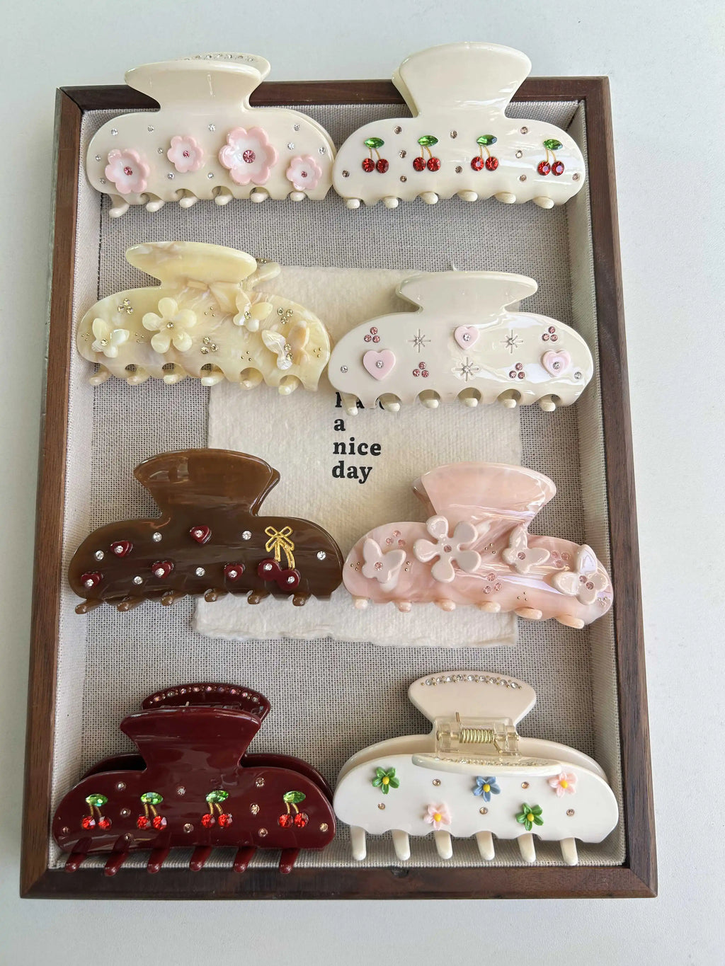 Cute Bow Hair Clip for Women Girls Acetate Rhinestone Fruits Floral Hairpin Pearl Hair Claws Shark Clip Trendy Hair Accessories