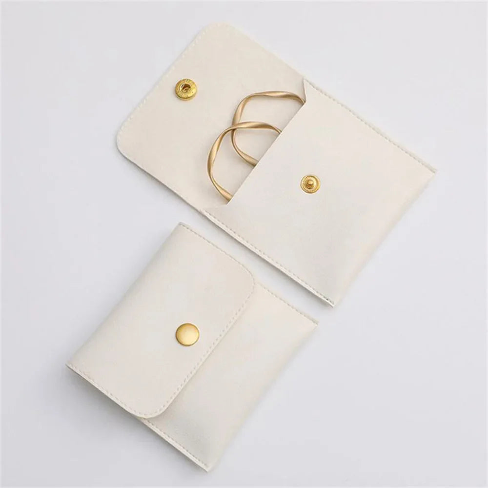 New Mini Jewelery Packaging Bags with Internal Card Necklace Ring Earrings Gift Storage Snap Button Envelope Organizer Pouch