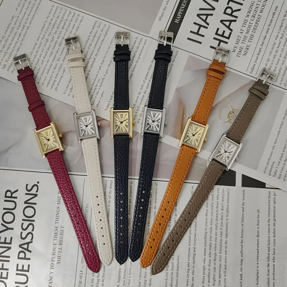 Fashion Women Quartz Wristwatches Simple Leather Strap Roman Dial Women's Watch Luxury Girl Gift Watches Hot Sale Reloj Mujer