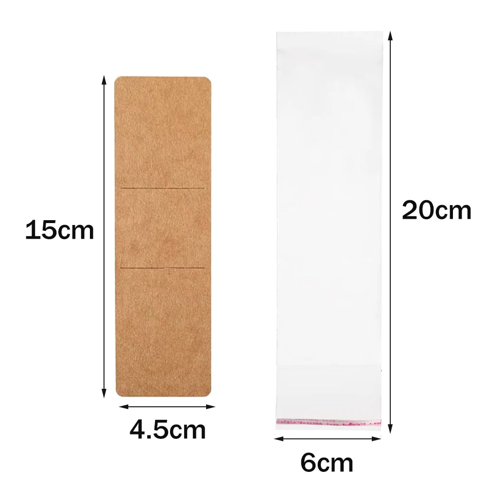 10/30/50 Sets Kraft Bookmark Sleeve Holder Blank Display Cards with OPP Bags for Gift Small Business Selling Packaging Supplies