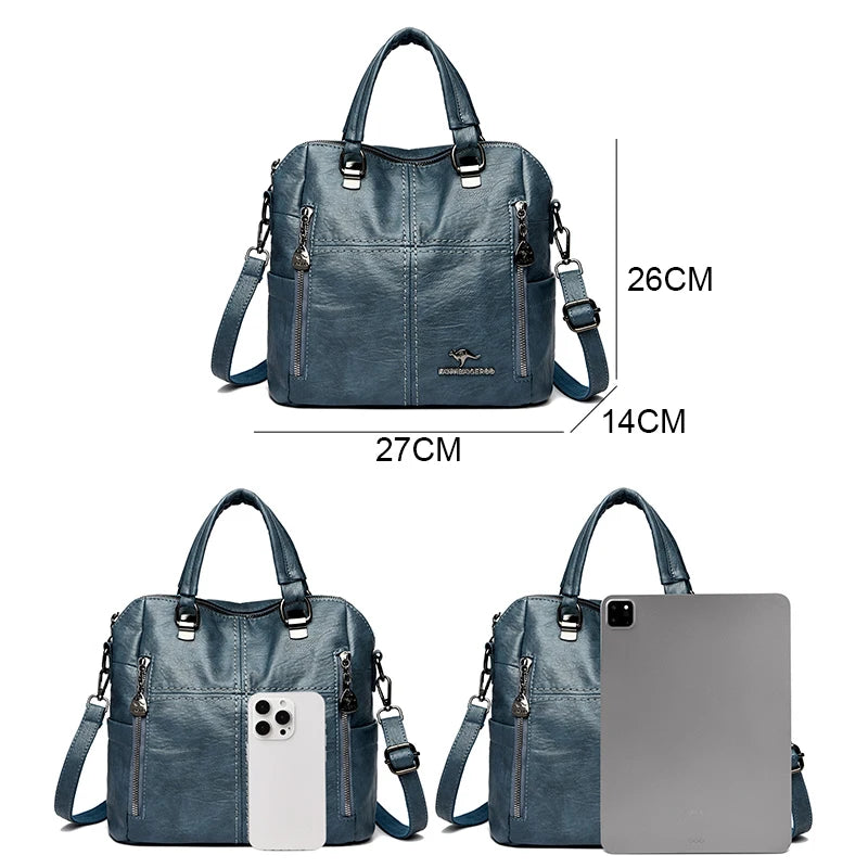 Hot Sale Of The Season New Large Capacity Women's Fashionable Casual Simple Retro Single Shoulder Crossbody Backpack Bag Zipper