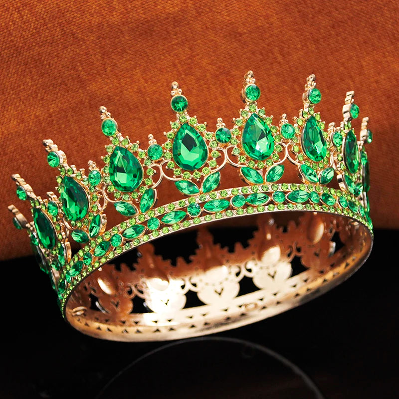 Royal Queen King Tiaras and Crowns for Women Princess Wedding Party Full Round Diadem Bridal Hair Jewelry Accessories