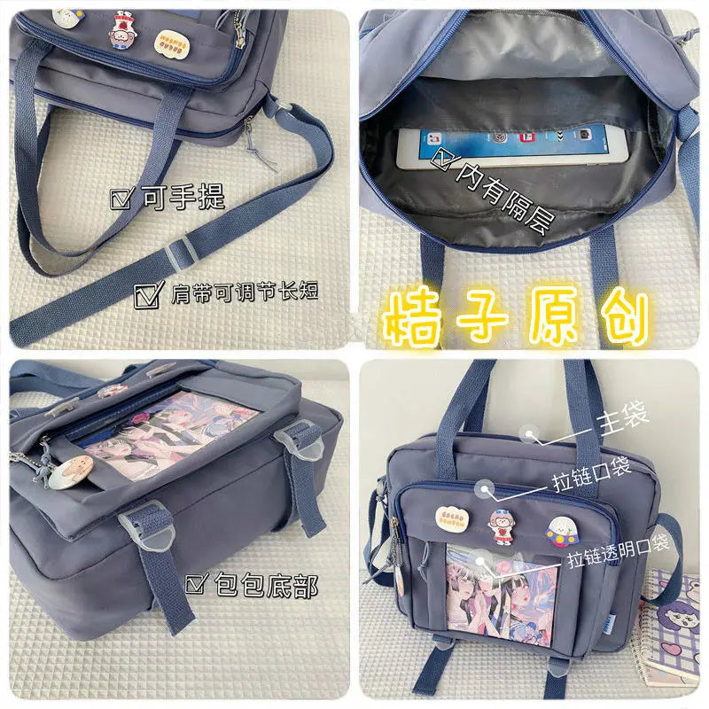 Korean Women's Messenger Bag Simple Multifunctional Female College Student Style Large Capacity Portable One Shoulder Diagonal