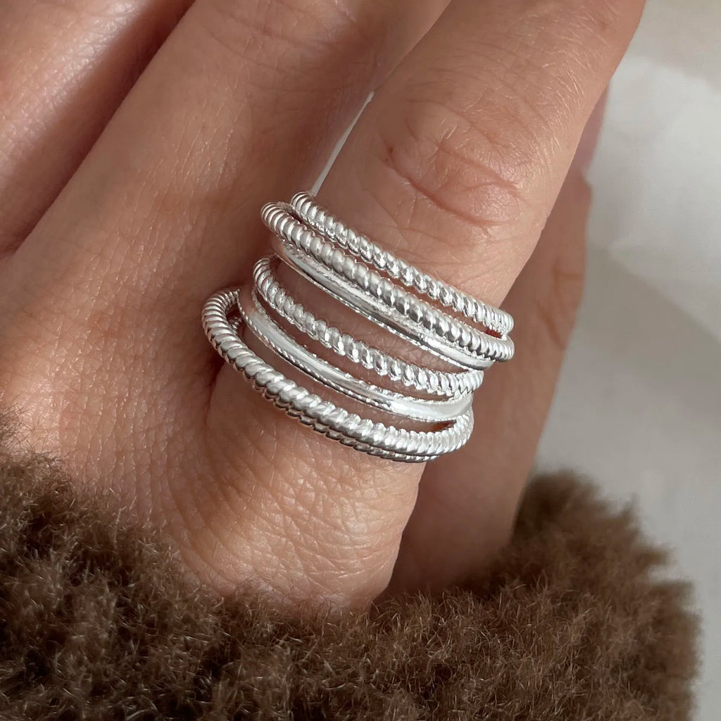 925 Sterling Silver Rings for Women Couple Minimalist Handmade Simple Wide Interware Ring Party Jewelry Gift Prevent Allergy