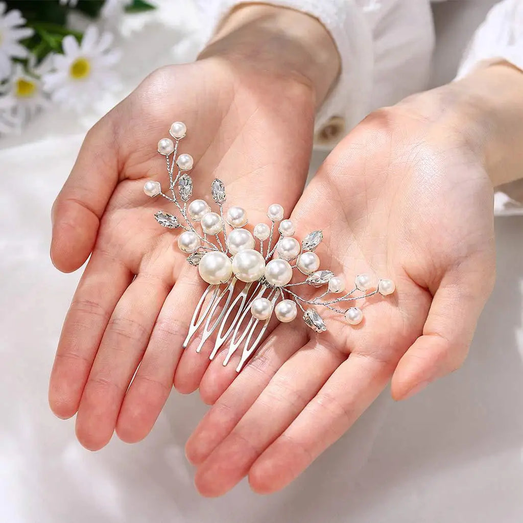 Wedding Alloy Pearl Hair Comb Jewelry Girls Handmade Hairpin Hair Comb Bridal Tiaras Wedding Hair Accessory Jewelry Gift