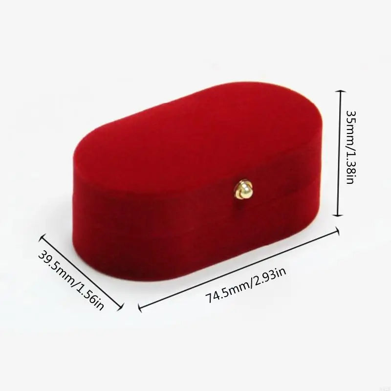 A52E Portable Double Ring Box Velvet Jewelry Ring Box Proposal Engagement Bands Display Holder Wedding Ring Storage for Case