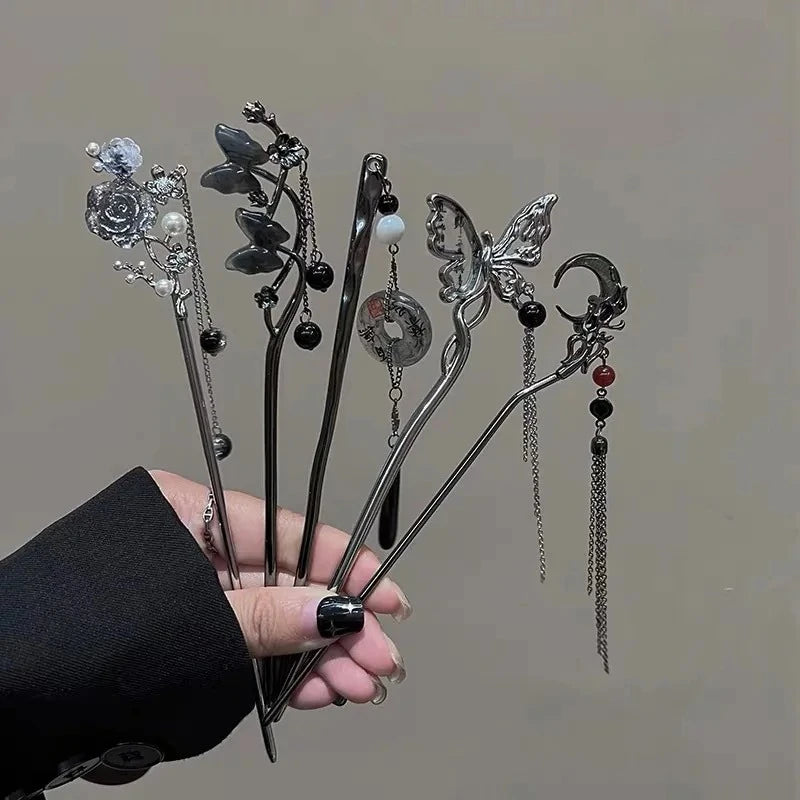 Ancient Chinese Style Elegant Butterfly Tassel Hair Stick for Women Girls Classical Hairpin Chinese Hair Accessories Jewelry