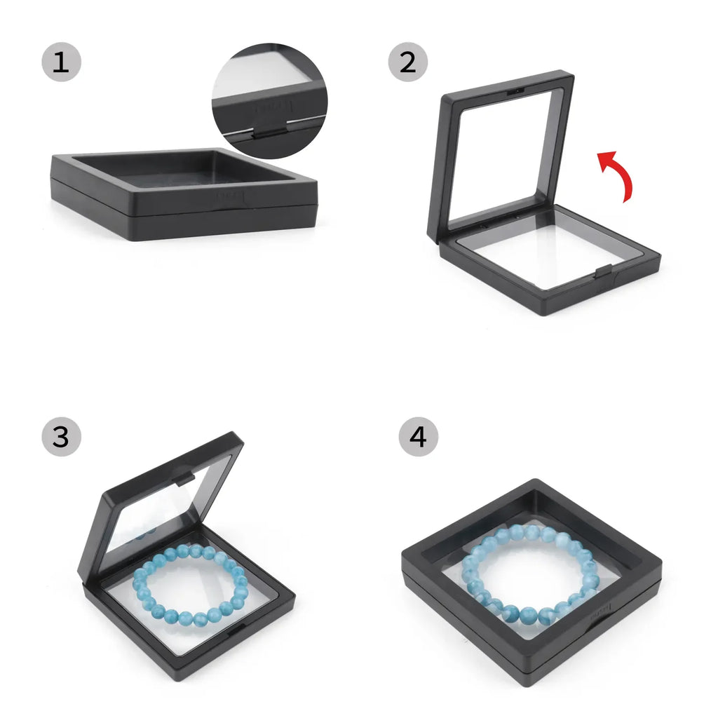 3D Floating Frame PE Film Jewelry Gemstone Storage Box Free Floating Bracket Frame Membrane Ring Earring Necklace Display Case