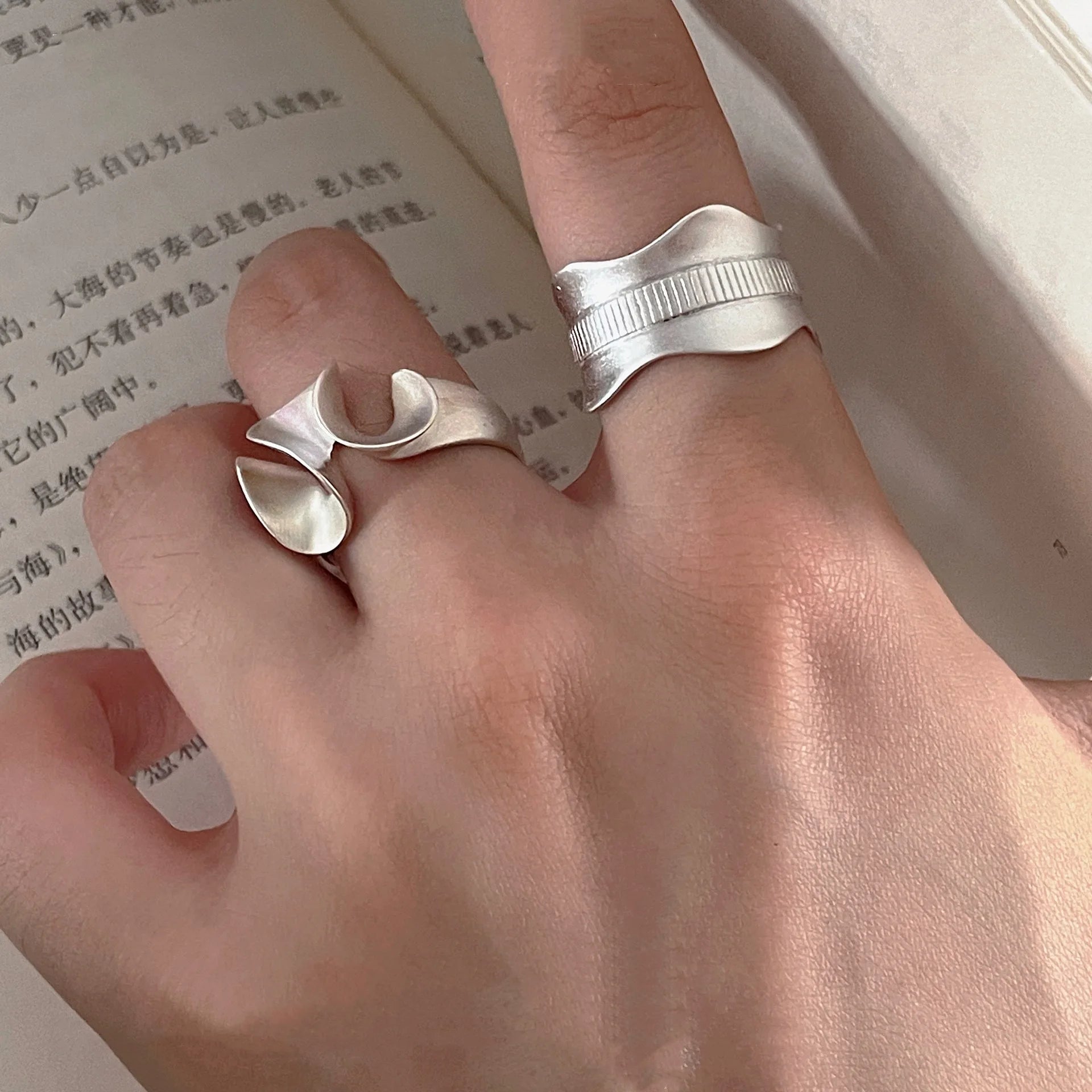 XIYANIKE Hip Hop Irregular Twist Cuff Finger Rings For Women Girl Punk Fashion New Jewelry Friend Gift Party Anillos Mujer