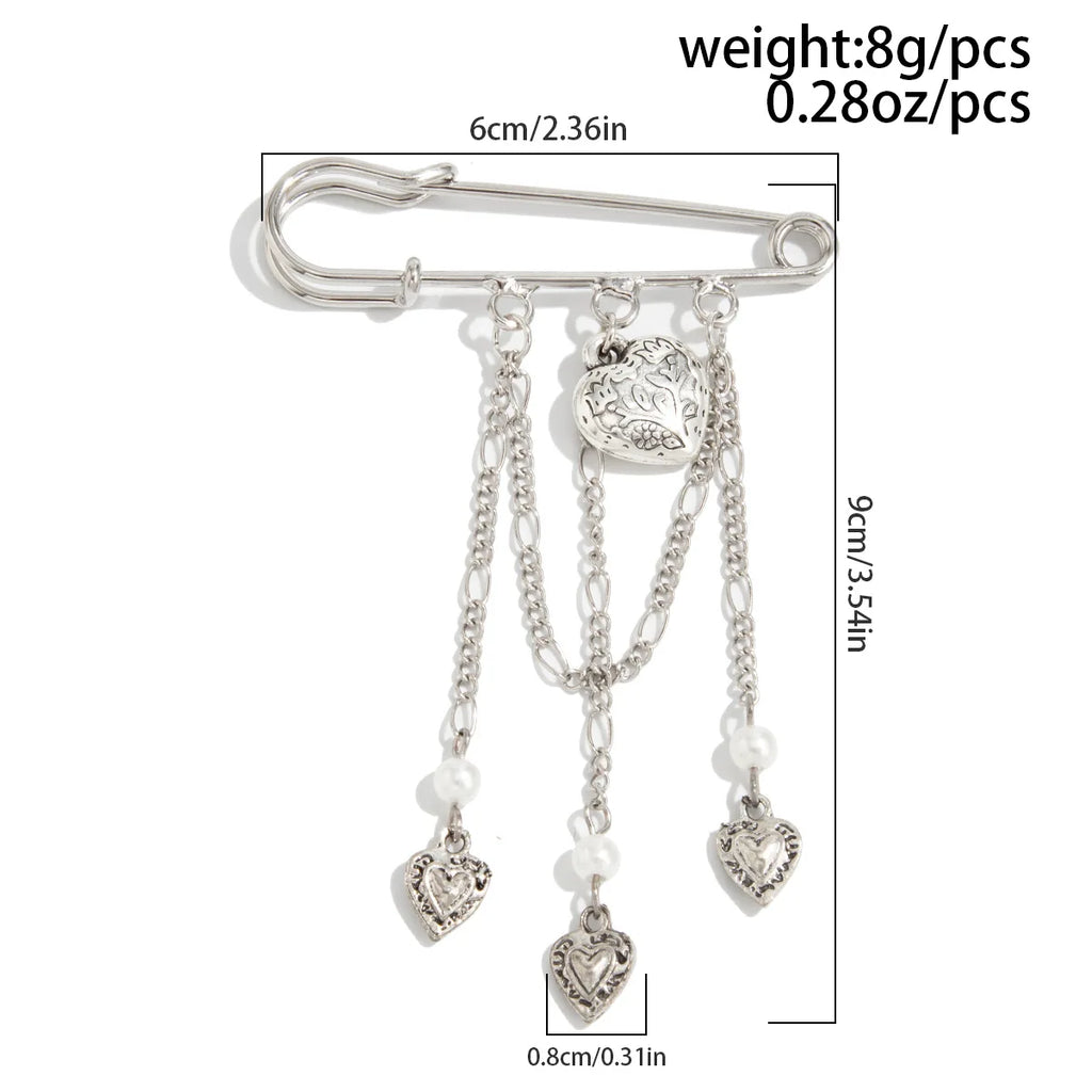 Retro Metal Heart-Shaped Tassel Pendant Pin Pants Ankle Chain 2025 Creative Sweet Imitation Pearl Girl Fashion Charm Jewelry