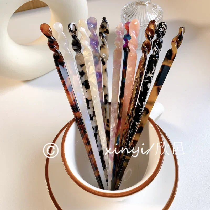 Hair Sticks Vintage Acetate Resin Marbled Women Hairpins Headdress Headwears Wedding Jewelry Hair Accessories Chinese Styles