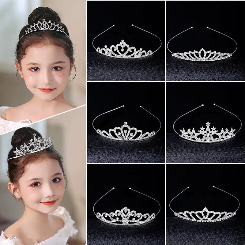 Princess Crown Headband Crystal Tiara Girls Hair Accessories High-end Dance Performance Crown Birthday Gifts for Girls