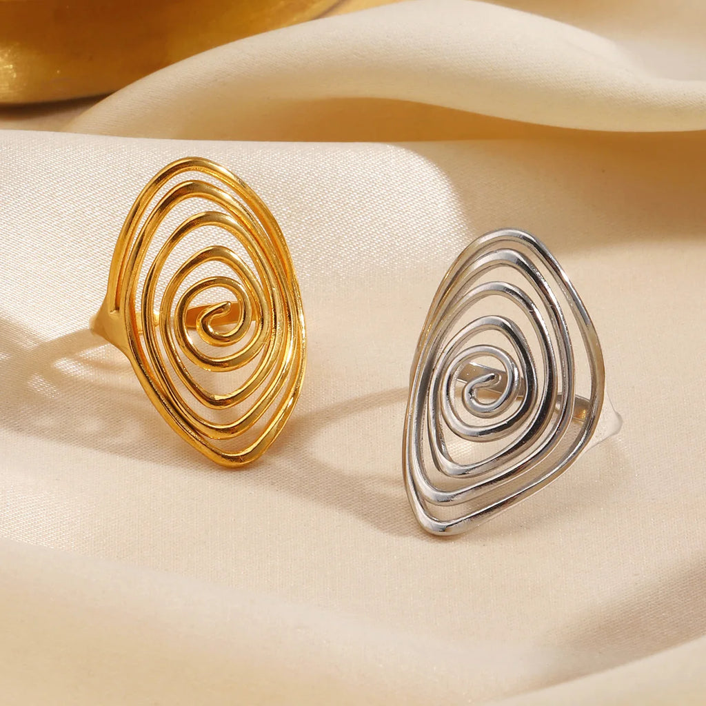 LATS Creaive Stainless Steel Spiral Ring for Women Man Minimalist Irregular Twisted Swirl Rings Fashion Jewelry Unique Gifts