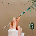 New Chinese Style Exquisite Bamboo Hairpin Ice Translucent Green Imitation Jade Plastic Resin Jewelry