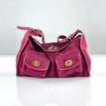 Casual Commuter Large Capacity Suede Pillow Bag Single Shoulder Crossbody Bag Vintage Style Polyester Lining Zipper Closure