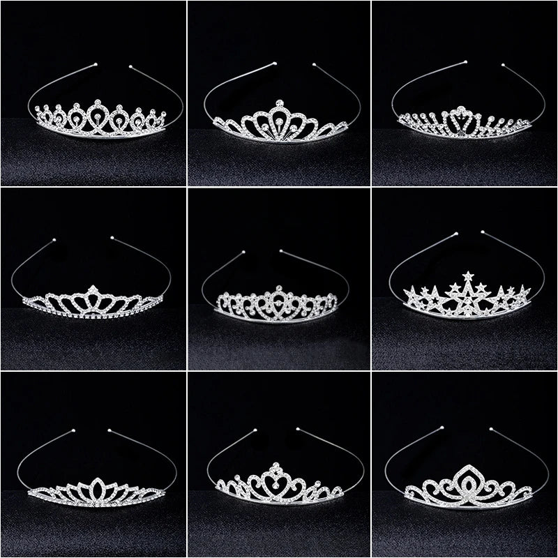 Princess Crown Headband Crystal Tiara Girls Hair Accessories High-end Dance Performance Crown Birthday Gifts for Girls
