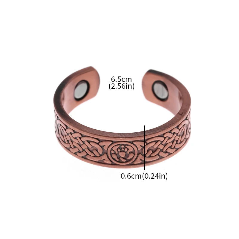 Fashionable Coin Symbol Pattern Copper Opening Magnetic Ring Retro Men\\\\'s and Women\\\\'s Joint Pain Treatment Jewelry