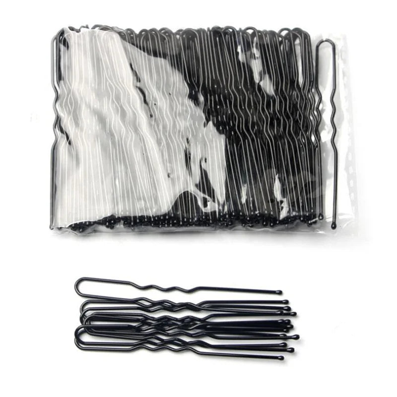 50 Pcs/Bag 5 6 7cm U Shaped Alloy Hairpins Waved Hair Clips Simple Metal Bobby Pins Barrettes Bridal Hairstyle Tool Hair Pins