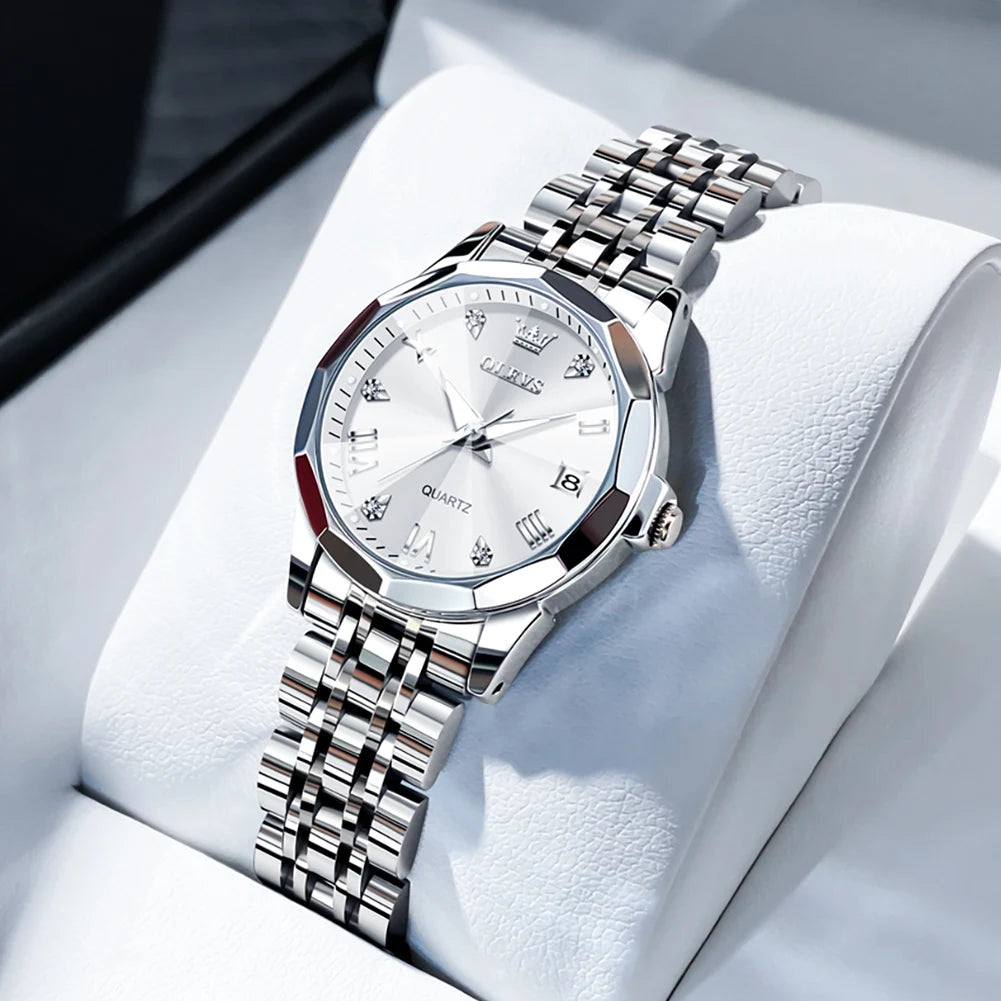 OLEVS 9931 Elegant Fashion Women's Watches Luxury Brand Original Quartz Watch for Ladies Waterproof Stainless Steel Luminous Dat