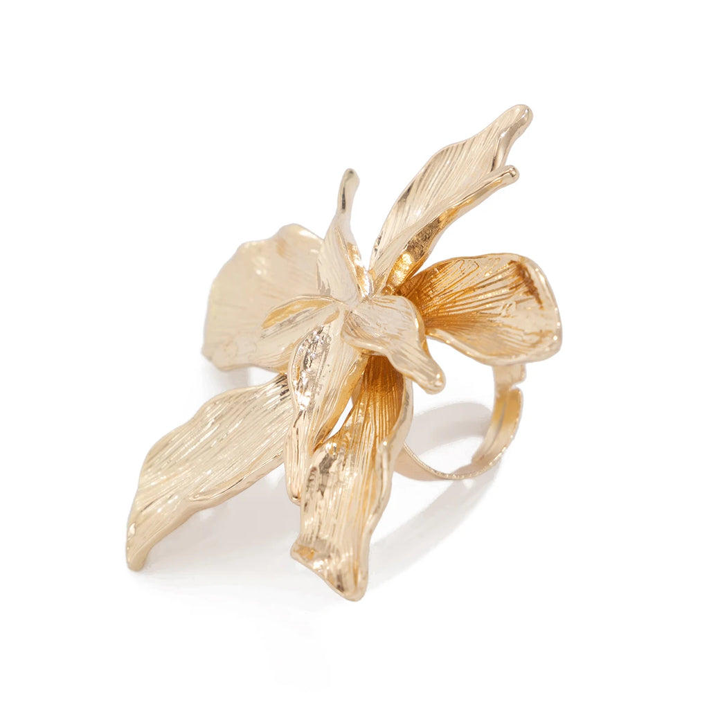 Ingemark Unique Exaggerated Large Petal Flower Rings for Women Vintage Geometric Adjustable Finger Ring Grunge Jewelry Steampunk