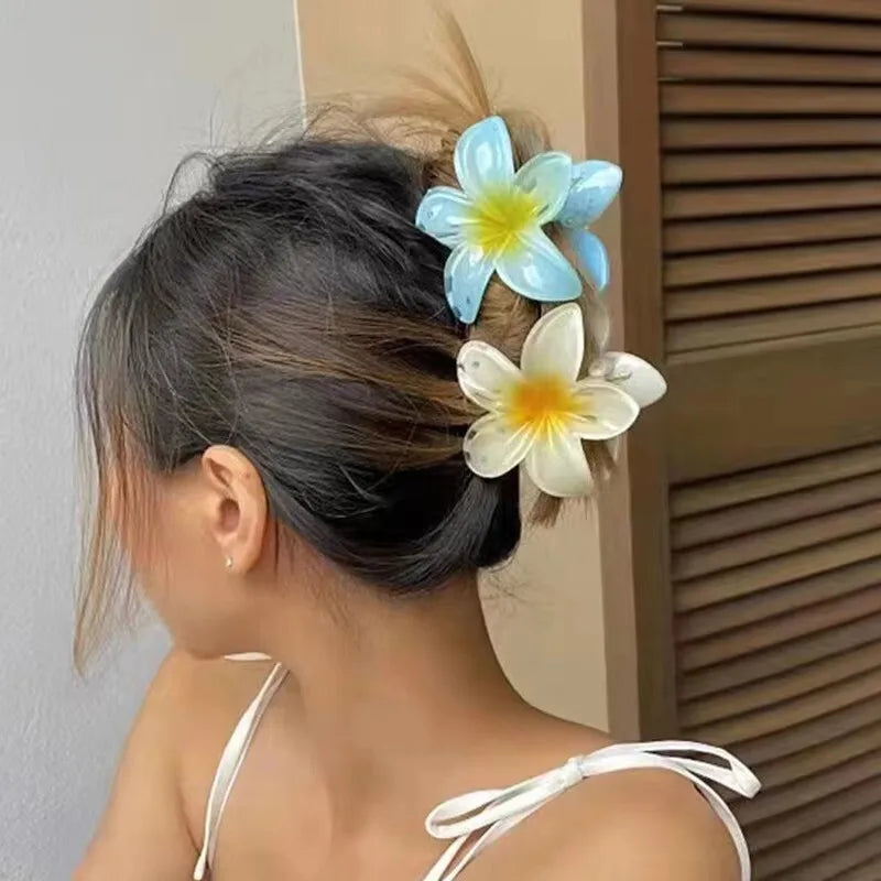 2PCS Fashion Women Flower Hair Clip Set Vacation Bohemia Egg Flower Hair Claw Clamp Barrette Girls Hairpin Hair Accessories Gift