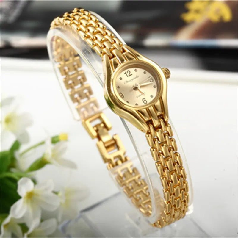 Golden Bracelet Watch For Women Small Dial Luxury Ladies Wristwatch Steel Elegant Quartz Female Clock Fashion Gift Reloj Mujer