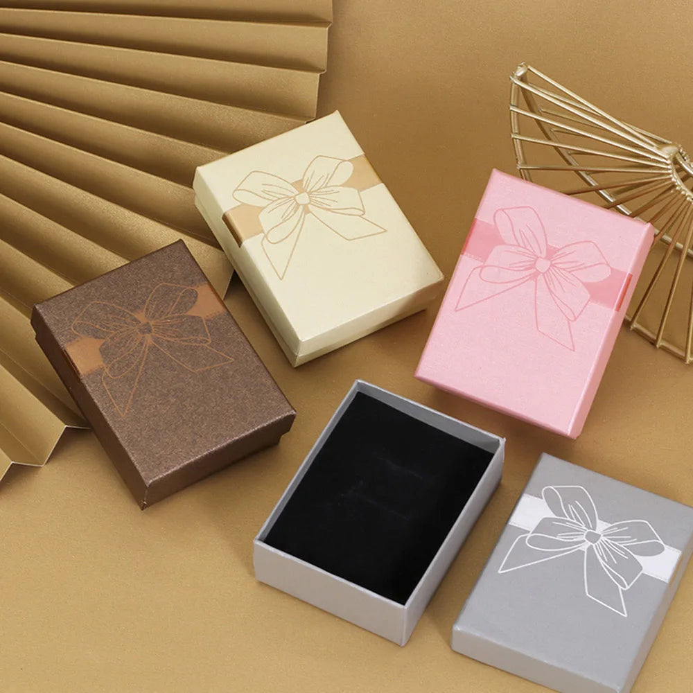 Stamped Jewelry Container Paper Container Bow Jewelry Organizer Paper Box Stamped Jewelry Storage Box For Gift For Her Wedding