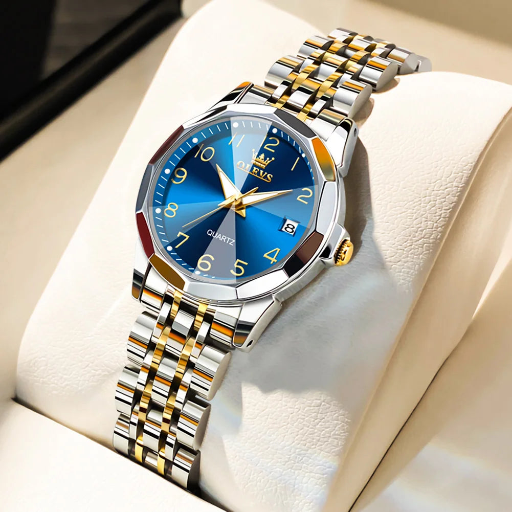 OLEVS 9931 Elegant Fashion Women's Watches Luxury Brand Original Quartz Watch for Ladies Waterproof Stainless Steel Luminous Dat