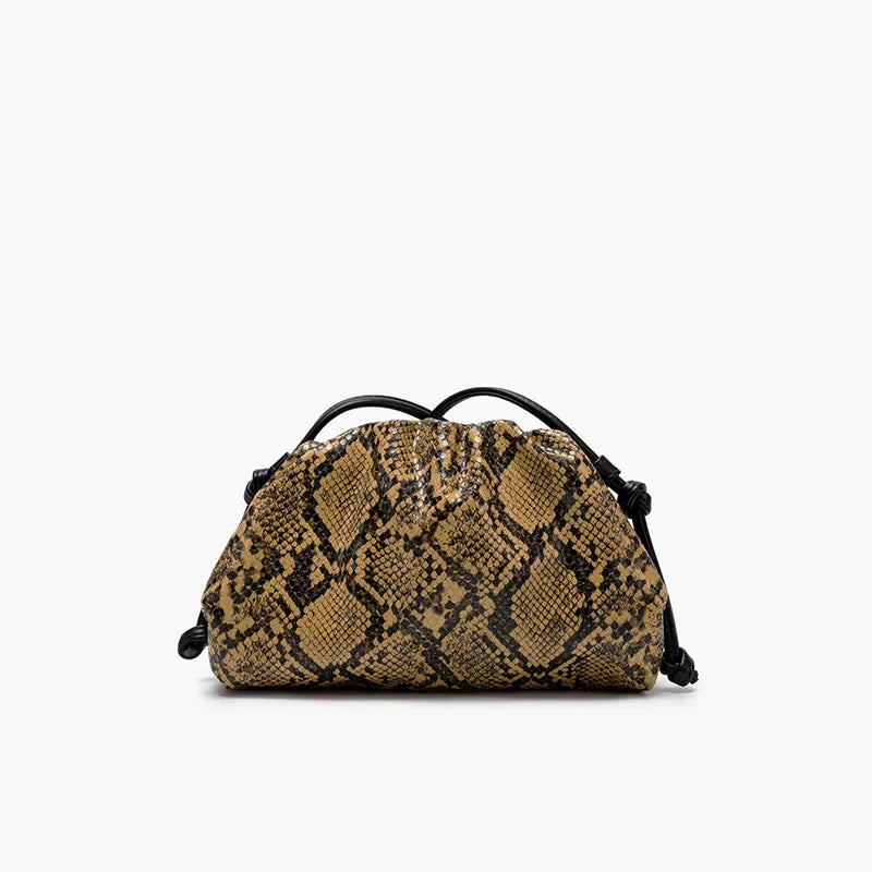 Ruched Serpentine Dumpling Bags for Women Pouch Handbag Clutch Snake Pattern Shoulder Crossbody Bag Luxury Designer Bag