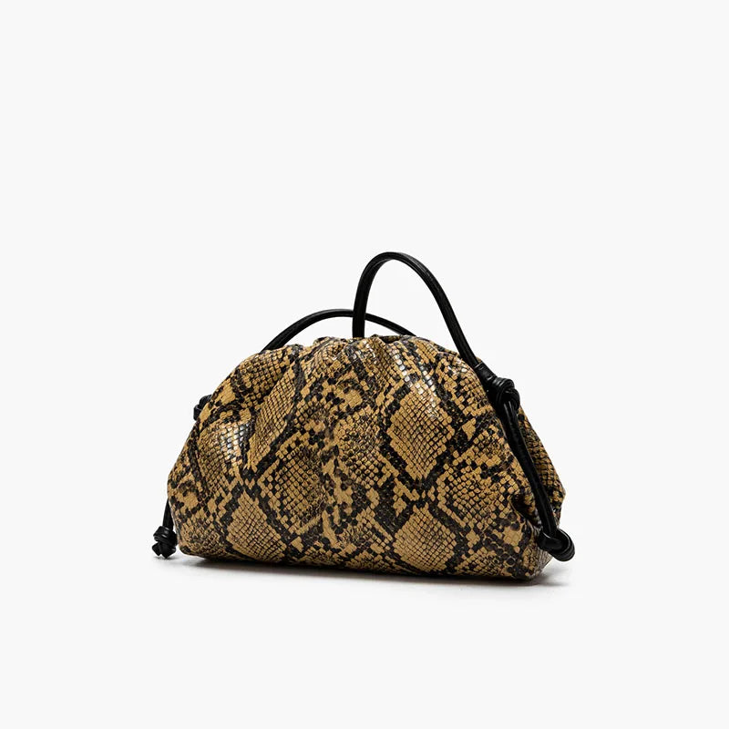 Ruched Serpentine Dumpling Bags for Women Pouch Handbag Clutch Snake Pattern Shoulder Crossbody Bag Luxury Designer Bag