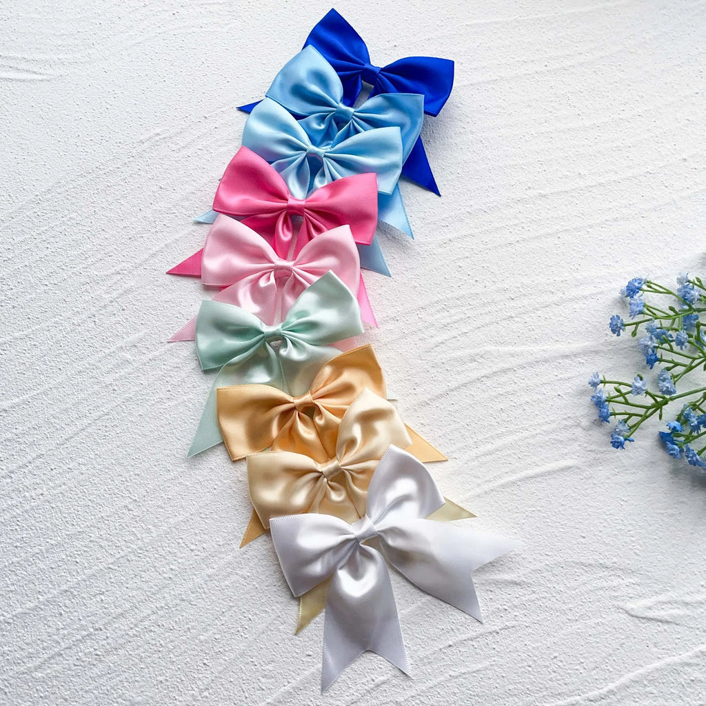 New Solid Color Ribbon Bows Hair Clip for Kids Girls Hairpins Barrettes Handmade Headwear Hair Accessories