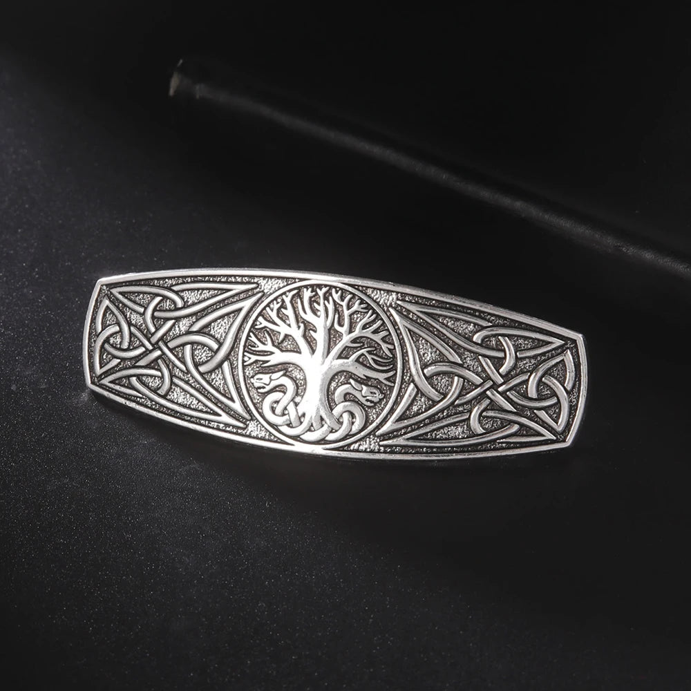 Dawapara Vintage Celtics Knot Hair Barrettes Retro Totem Tree of Life Raven Protection Amulet Hairpin Hair Accessories