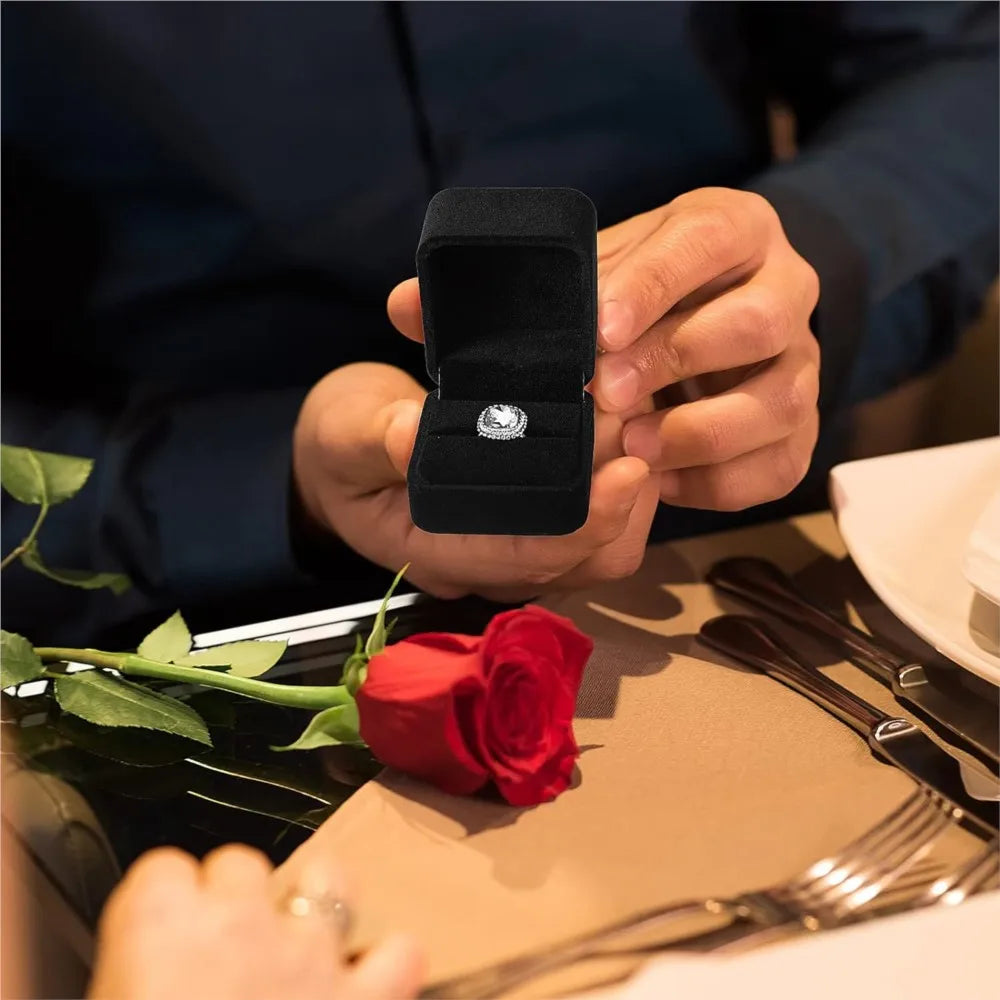 1Pcs Black Velvet Ring Boxes Holder For Proposal Wedding Engagement Earring Jewelry Counter Display Storage Box Wholesale