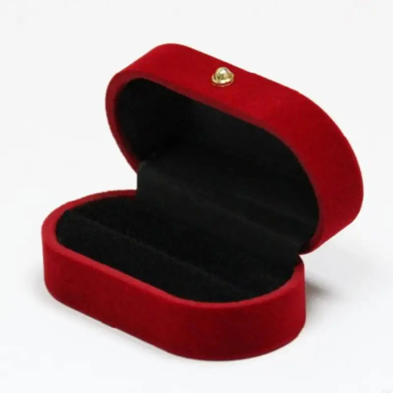 A52E Portable Double Ring Box Velvet Jewelry Ring Box Proposal Engagement Bands Display Holder Wedding Ring Storage for Case