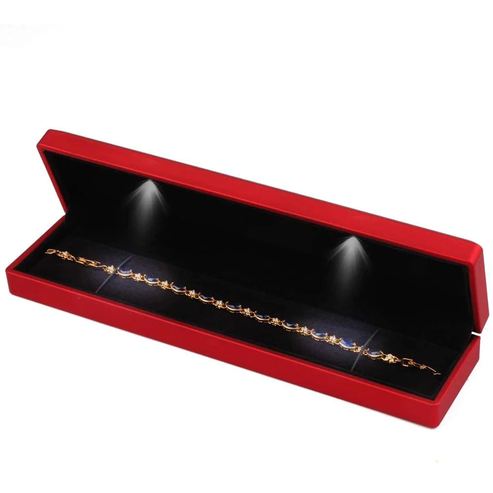 LED Necklace Jewelry Box with Light Long Chain Bracelet Storage Display Case For Wedding Anniversary Engagement Luxury Gifts Box