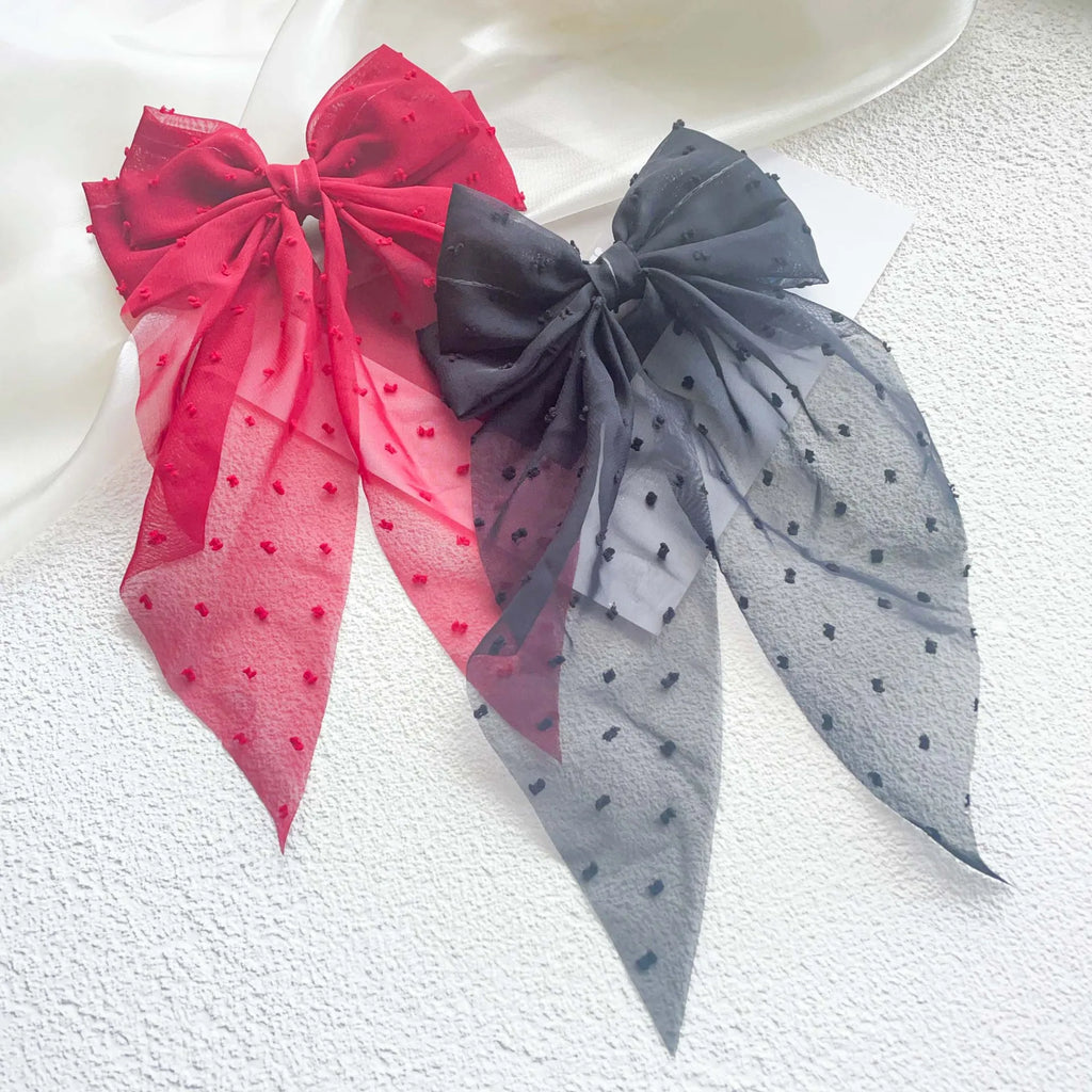Oversized Bow Headband Hair Clip For Women Fashion Simple Solid Satin Spring Clip Ponytail Bow Party Gift