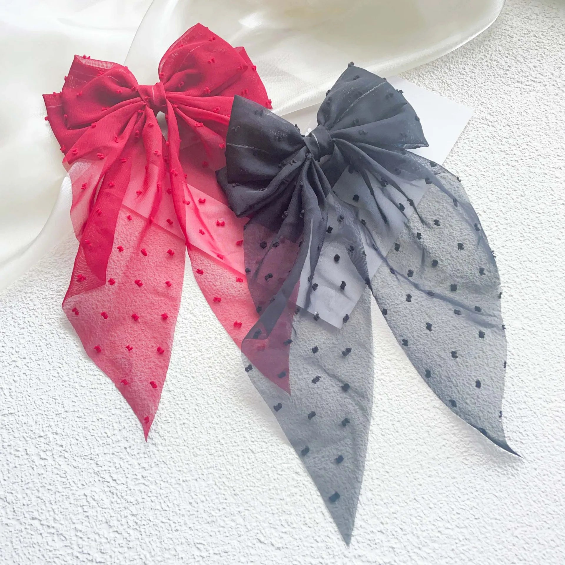 Oversized Bow Headband Hair Clip For Women Fashion Simple Solid Satin Spring Clip Ponytail Bow Party Gift