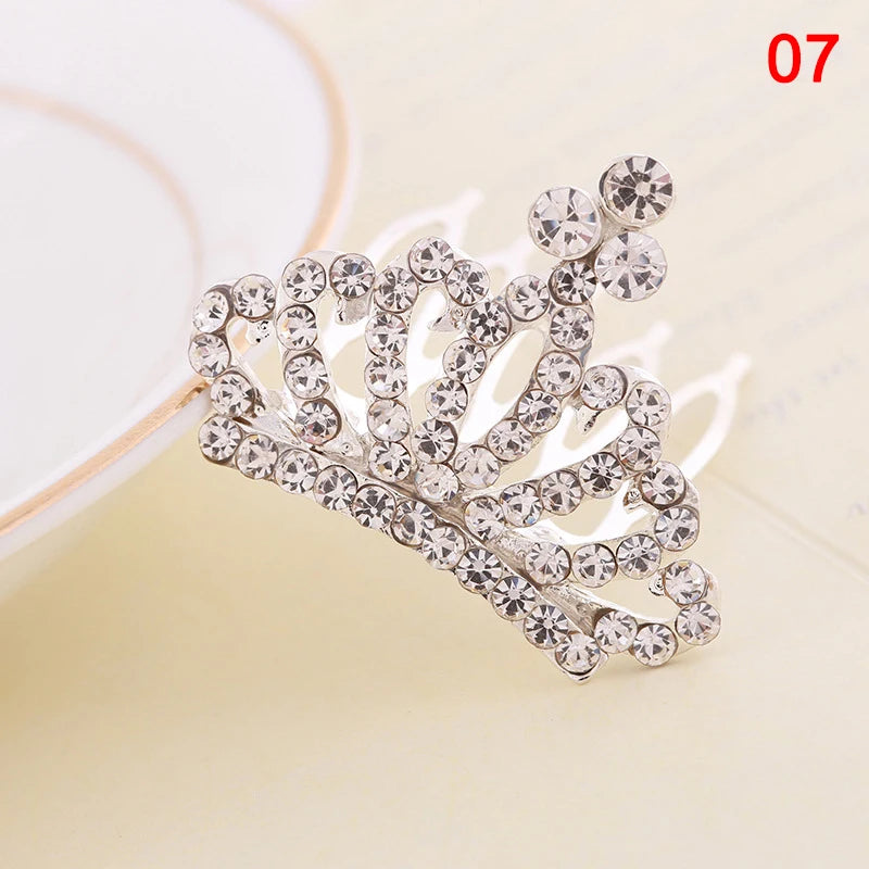 Girls Hair Accessories Mini Crown for Kids Bling Rhinestone Tiaras Hair Combs Princess Diadem Love Heart Shaped Headbands