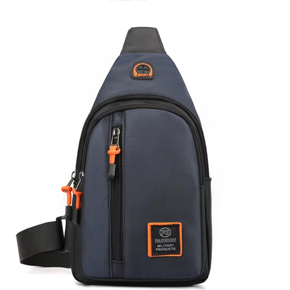 Casual Men's Crossbody Bag Oxford Cloth Waterproof Material Sports Fitness Chest Bag Cell Phone Change Documents Storage Bags