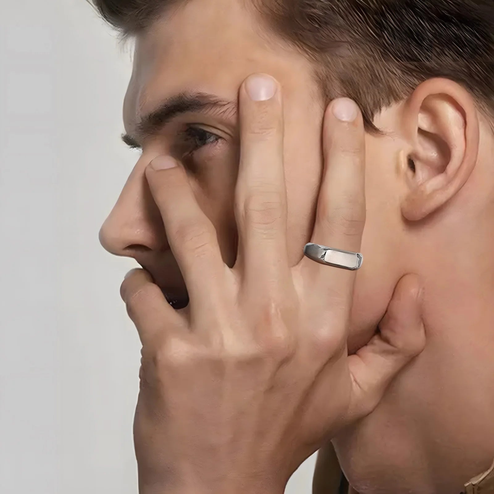 Stainless Steel Signet Ring for Men Women,Gold Silver Color Band Ring Pinky Ring Cool Finger Ring,Simple Jewelry Gift for Him