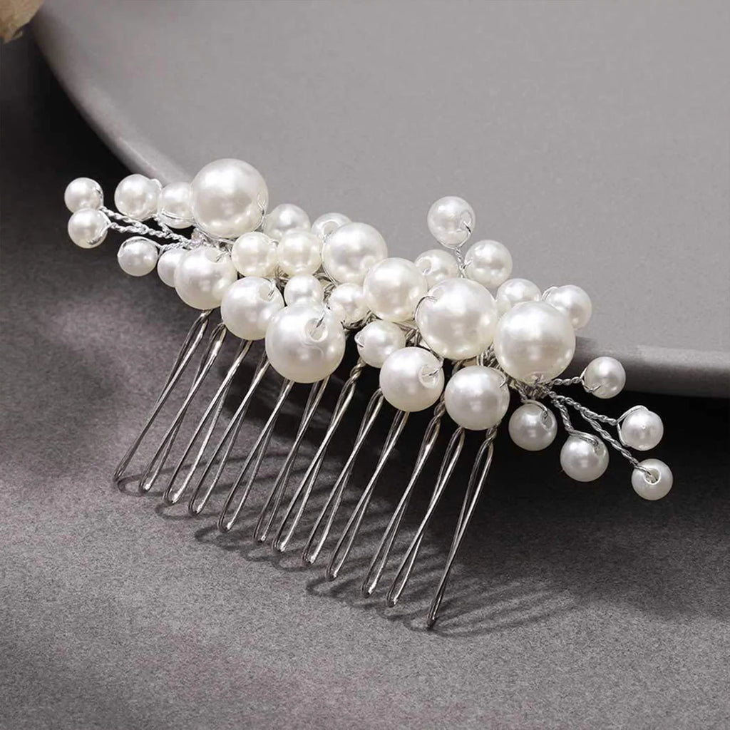 Freshwater Pearls Hair Combs Wedding Bridal Jewelry Hair Accessories Hair Clip Silver Color Headpiece Pearl Comb for Women Jewel