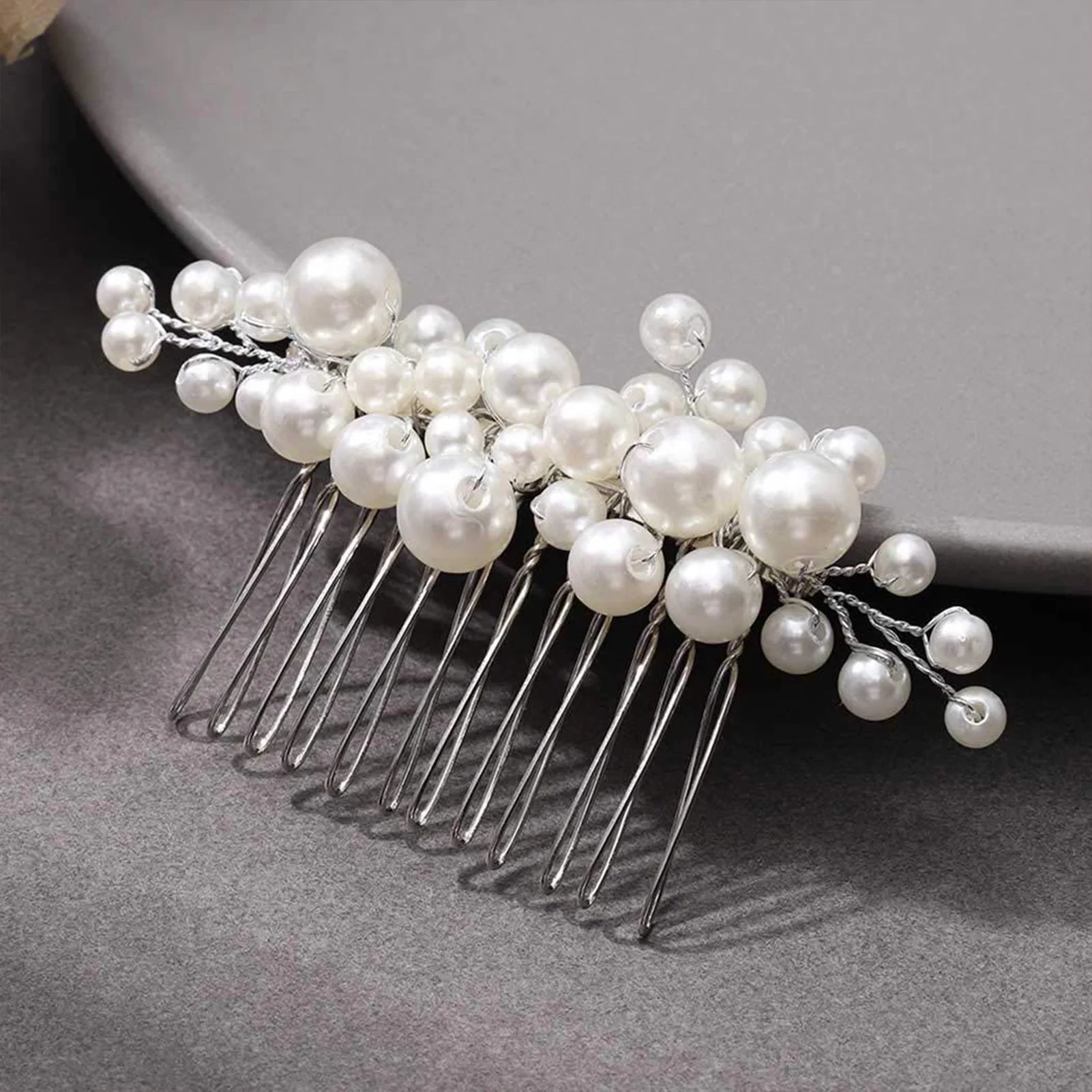 Freshwater Pearls Hair Combs Wedding Bridal Jewelry Hair Accessories Hair Clip Silver Color Headpiece Pearl Comb for Women Jewel