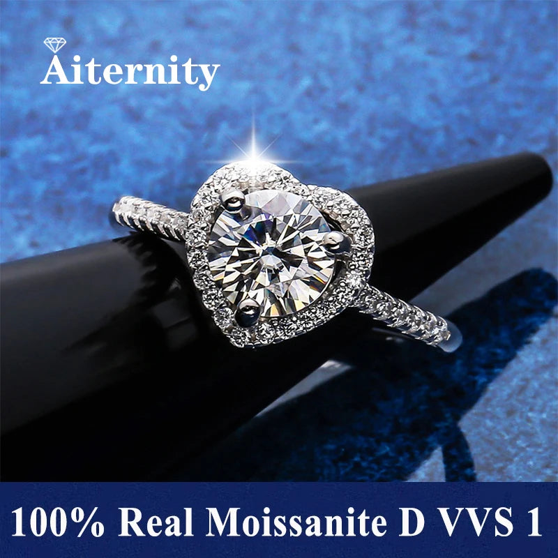 Moissanite And Zircon Ring D VVS1 Adjustable Size S925 Sliver Wedding Rings for Women Jewelry Party Fashion Top Quality Ring