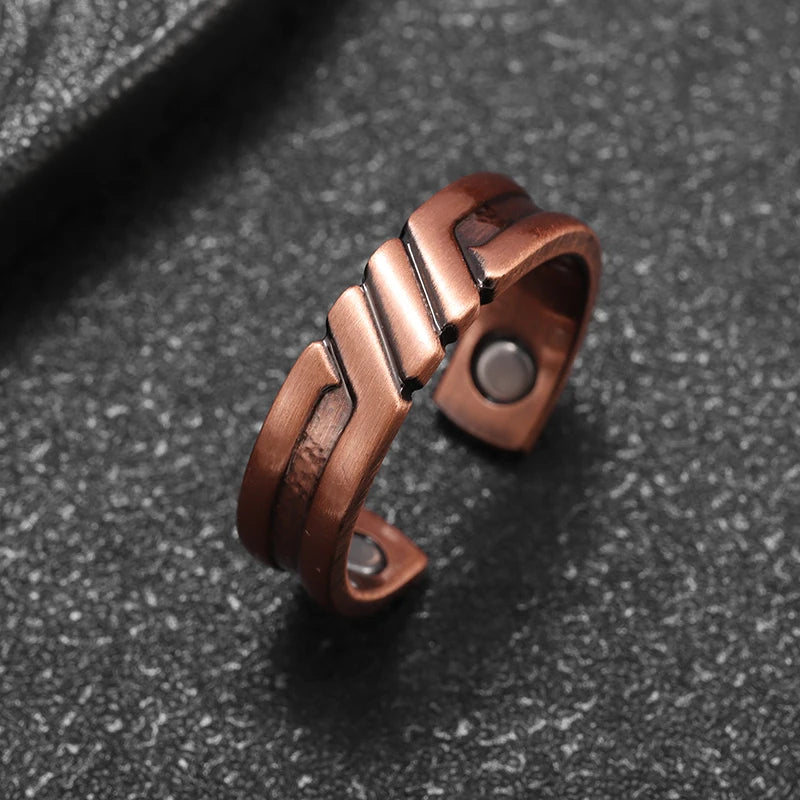 Fashionable Coin Symbol Pattern Copper Opening Magnetic Ring Retro Men\\\\'s and Women\\\\'s Joint Pain Treatment Jewelry