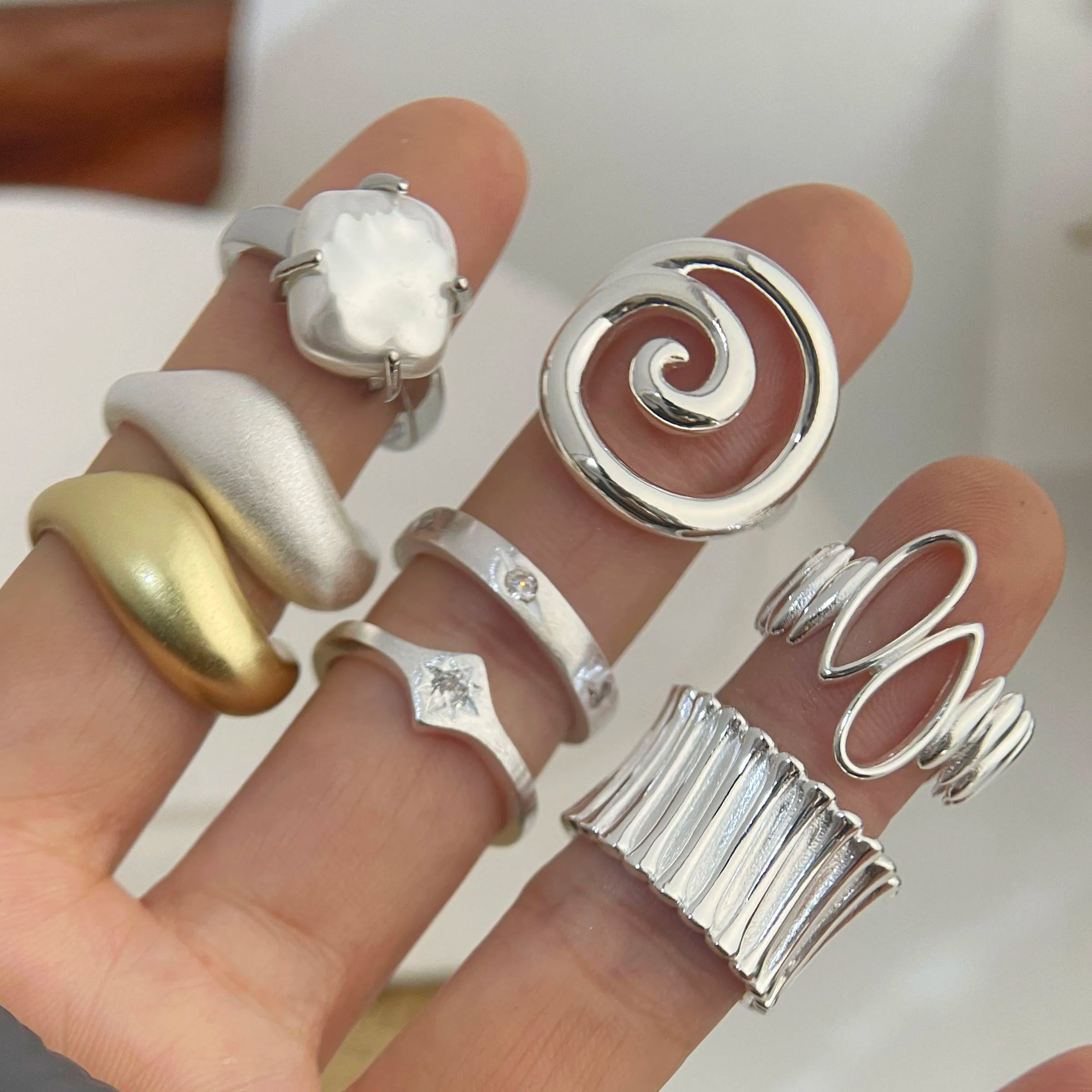 925 Sterling Silver Rings for Women Couple Minimalist Handmade Simple Round Line Ring Party Jewelry Gift Prevent Allergy
