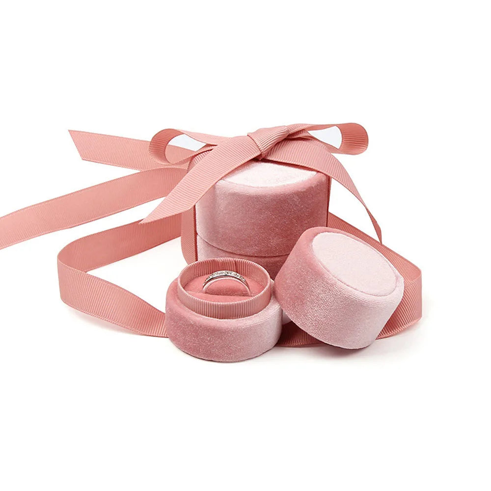 Pink Color Sweet Necklace Bowknot Wedding Velvet Displays Box Fashion Accessories Jewelry Box Jewelry Display