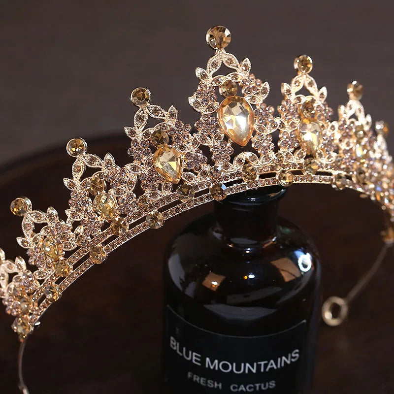 2025Bridal HeadwearWomen's Ballroom Crown Baroque Crystal Tiaras And Crowns Bridal Wedding Hair Accessories Jewelry