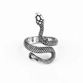 Retro Snake Python Ring For Men Women Silver Color Punk Gothic Alloy Open Ring Handmade Designer Jewelry Unisex Accessories Gift